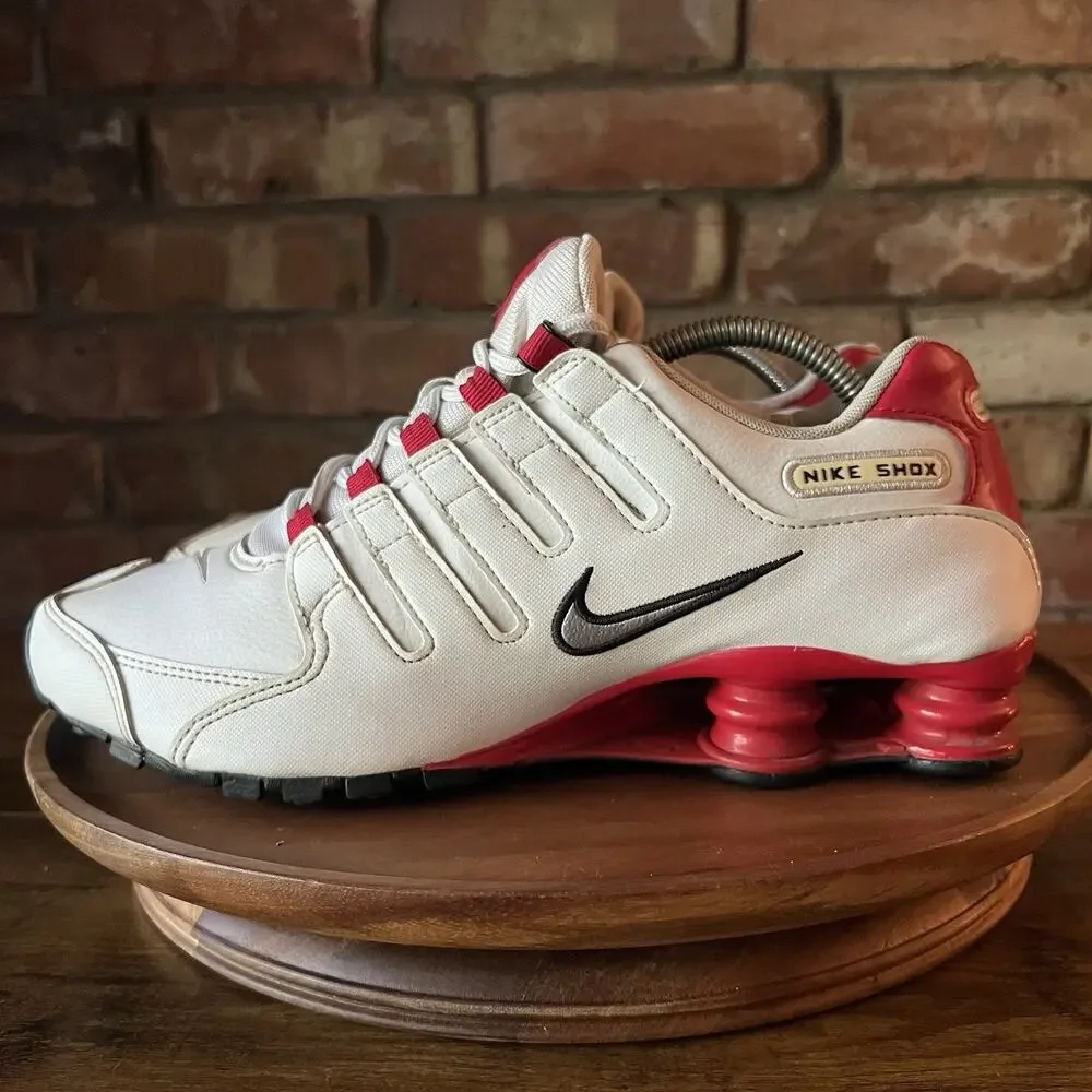 Nike Shox NZ White Red Black 378341-110 Mens Size 10 Low Top Athletic Shoes